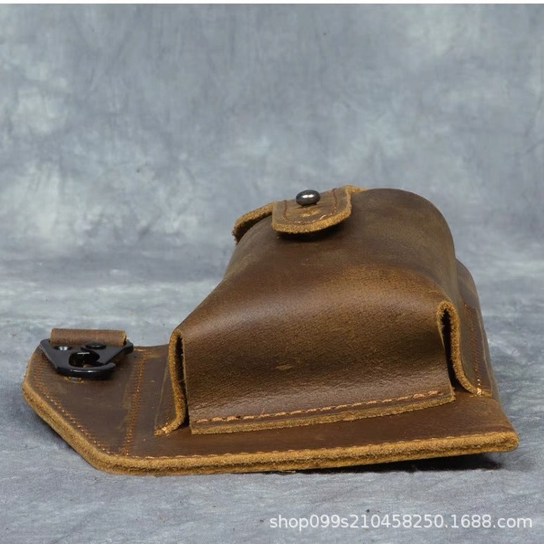 Vertical mobile phone waist bag men's men's belt crazy horse cowhide genuine leather retro leather case waist portable mobile phone bag
