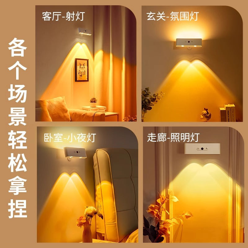 Rechargeable spotlight - no wiring, no drilling, magnetic bedside reading light with remote control & sensor - bedroom wall lamp, ambient table lamp