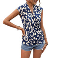 Pre-sale 72528#  cross-border women's fashion ins spring and summer versatile v neck printed shirt