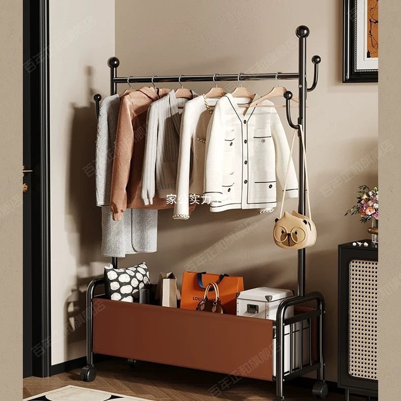 Popular floor-to-ceiling drying rack, multi-functional clothes hanging rod, indoor bedroom removable storage bedside coat rack