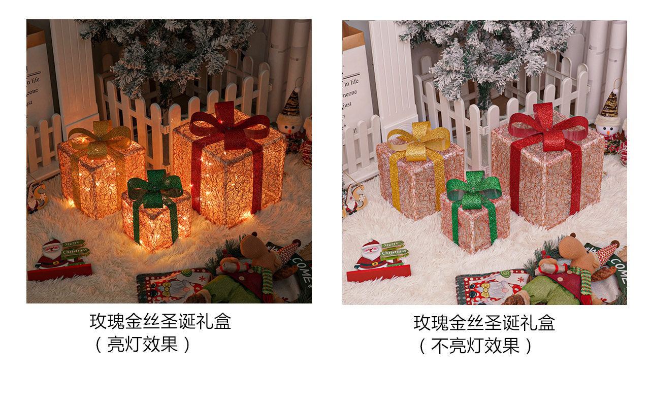Christmas atmosphere must-have new folding Christmas gift box three-piece set, couple romantic atmosphere props gift decoration