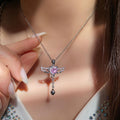Wholesale alloy heart pendant - new cross-border fashion jewelry, versatile women's necklace with diamond-studded wings, alloy clavicle chain