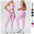 New halter neck backless high-waisted butt-lifting pocket pants activewear set - cloud-like comfort for casual outdoor running, fitness, and yoga