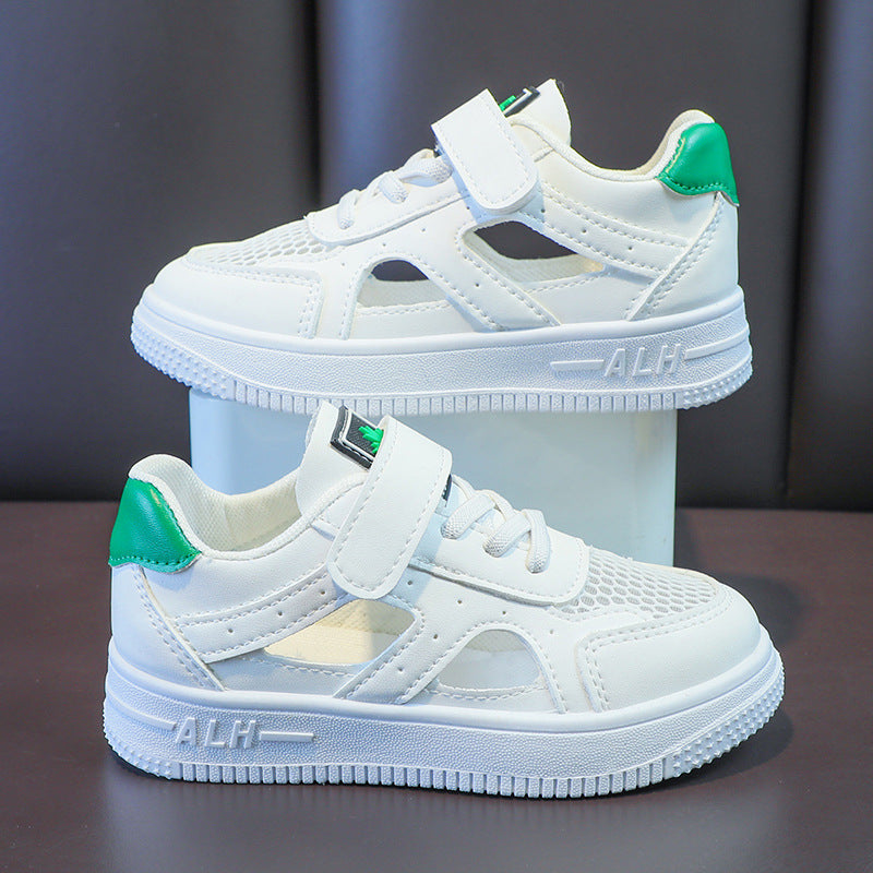 Children's mesh shoes 2025 summer new girls thin shoes breathable single mesh shoes low-top boys white shoes