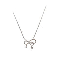 [no need to take off when taking a bath] hollow bow titanium steel necklace 2024 new trendy design hollow clavicle chain