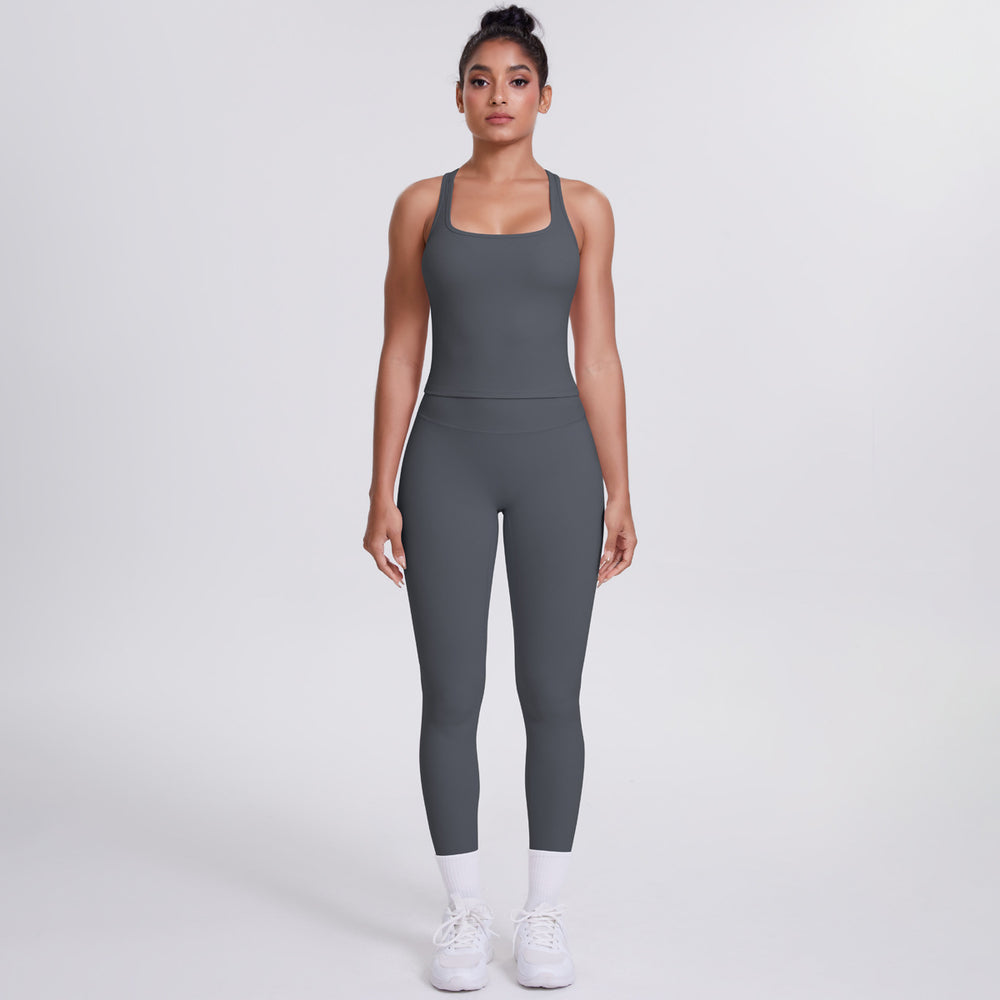 New racerback sports bra set - barely-there feel, compression fit, quick-dry, butt-lifting yoga outfit for outdoor running and fitness