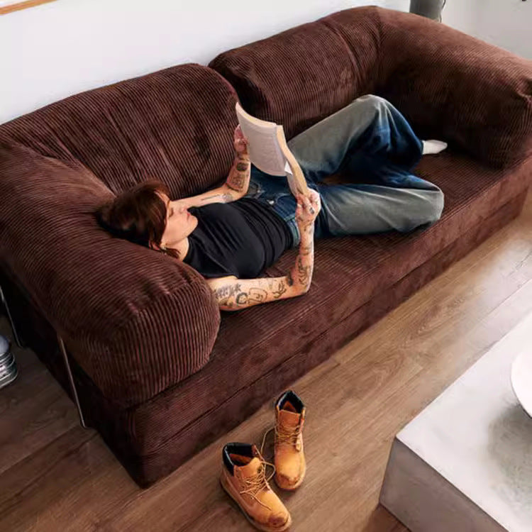 Maillard retro style corduroy living room small apartment medieval foldable lazy fabric sofa bed combination