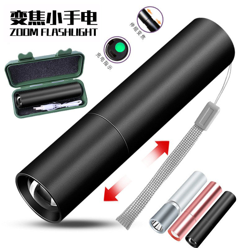 LED mini flashlight oral inspection small light built-in lithium USB charging portable work strong light remote light flashlight
