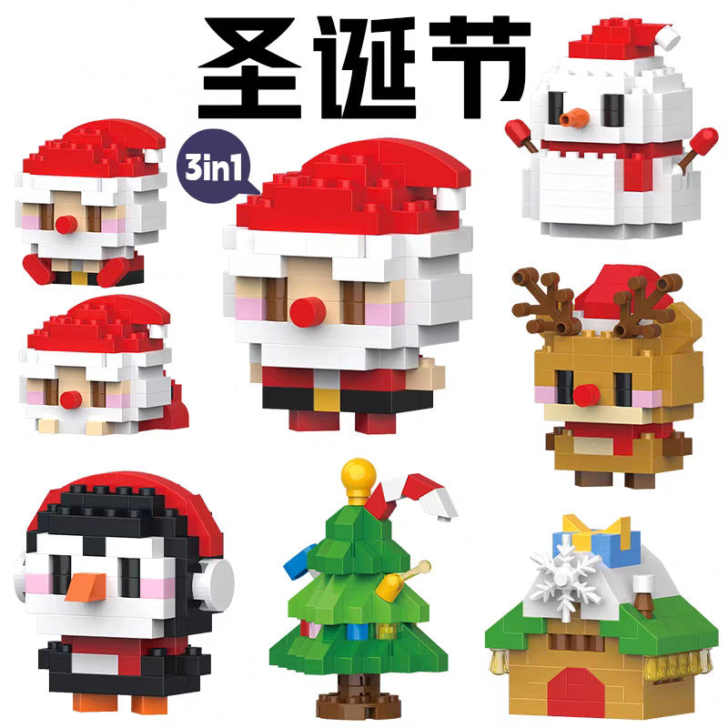 Compatible with lego bricks santa claus cartoon figure kids assembly educational christmas toy gift cross-border wholesale