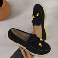 Fashionexport suede platform bottomcasuallow ankle beaded flats women's spring new arrival lightweight pure color cloth loafers