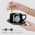 Stylishretroclassy underglaze coffee cup and saucer niche style hand gift ceramic mug office milk coffee cup