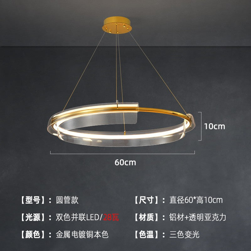 Modern light luxury living room LED ring chandelier designer Nordic simple Internet celebrity restaurant bedroom model room lighting