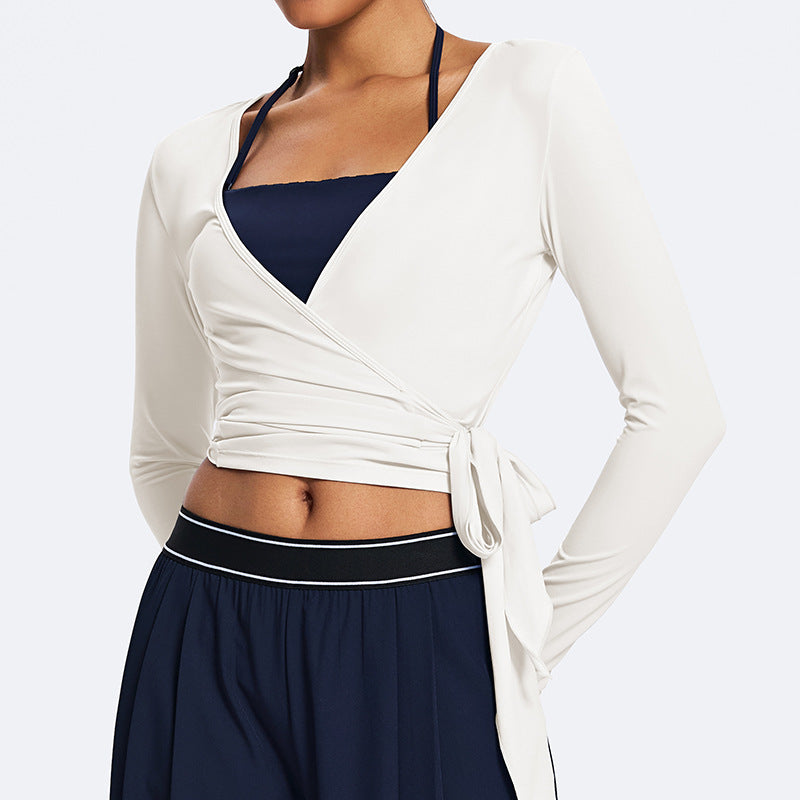strappy sports long sleeves blouse, beautiful back suspender, silmslimming look mesh yoga blouse, loose yoga tops