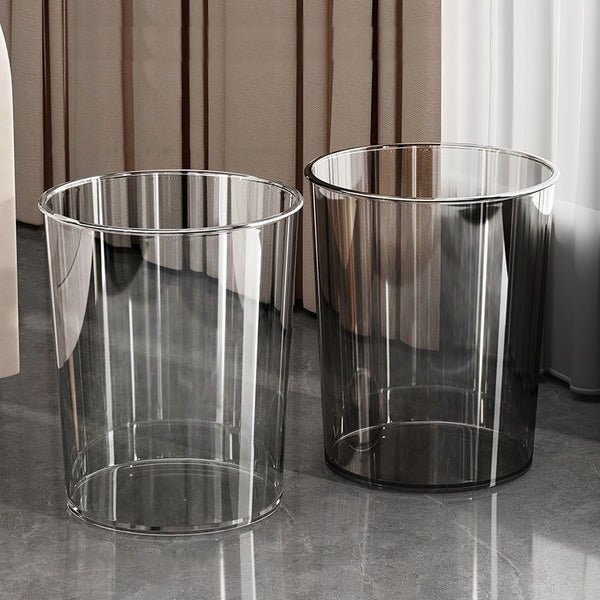 Transparent trash can Household large uncovered flower bucket ins Premium sense Office room Trash can Paper basket
