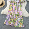 French riviera floral print bandeau dress - women's summer sleeveless high-waisted a-line dress