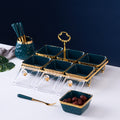 New year ceramic fruit plate with lid dustproof for home dried fruit plate hotel cafe grids dessert plate multi-color snack plate