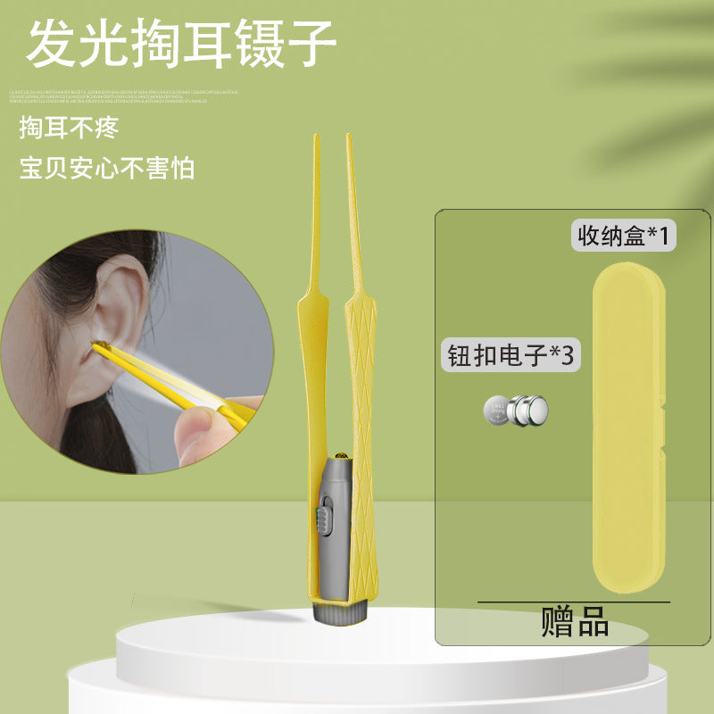 Wholesale ear-picking soft silicone soft head adult kids baby kid luminous ear scoop ear scoop baby ear tweezers in stock