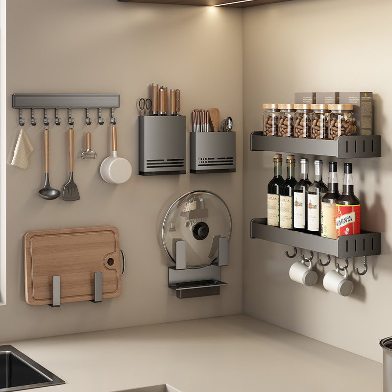 No punching, lid rack, kitchen rack, wall-mounted multi-functional wall storage artifact, cutting board, cutting board shelf
