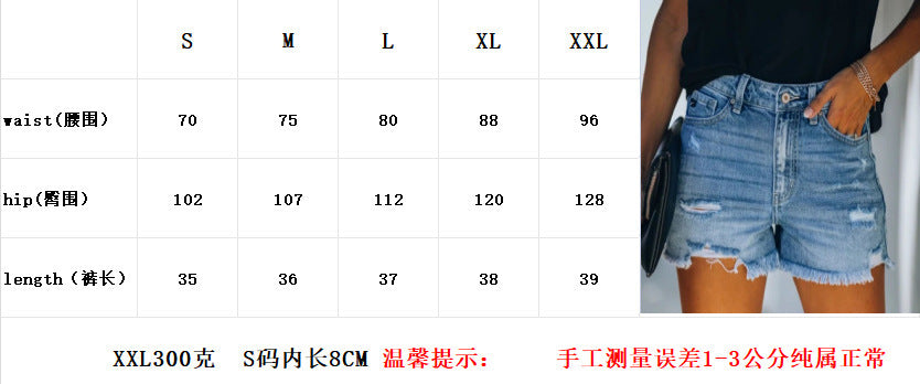 Factory direct sales european and american clothing cross-border trade  new arrivalelegant ripped denim casual shorts for women