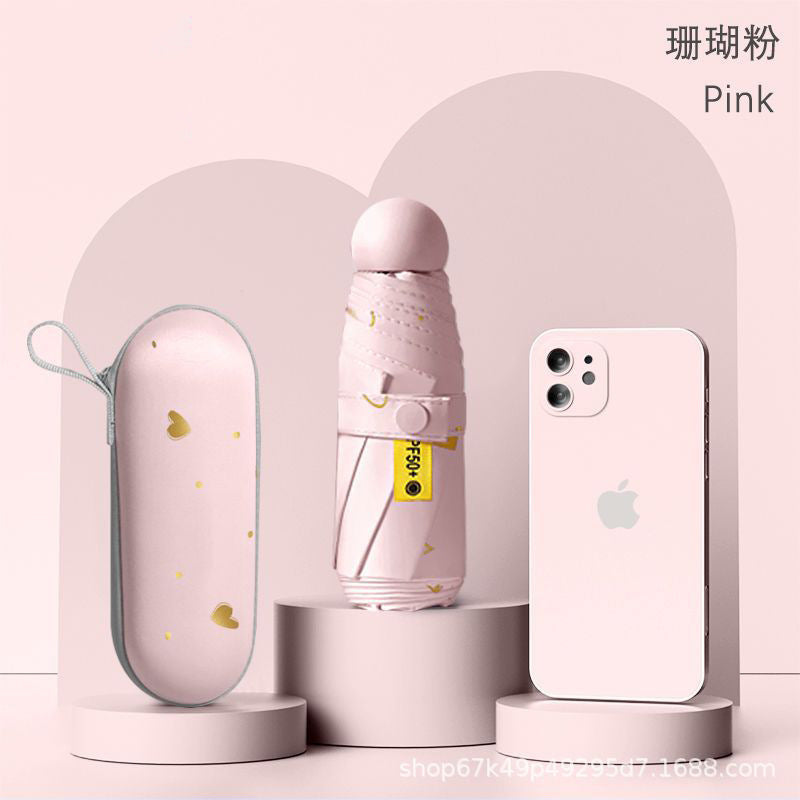 50% off umbrella for both sunny and rainy days, women's sun umbrella, sun protection and uv protection capsule umbrella, foldable mini sunshade umbrella, personalized