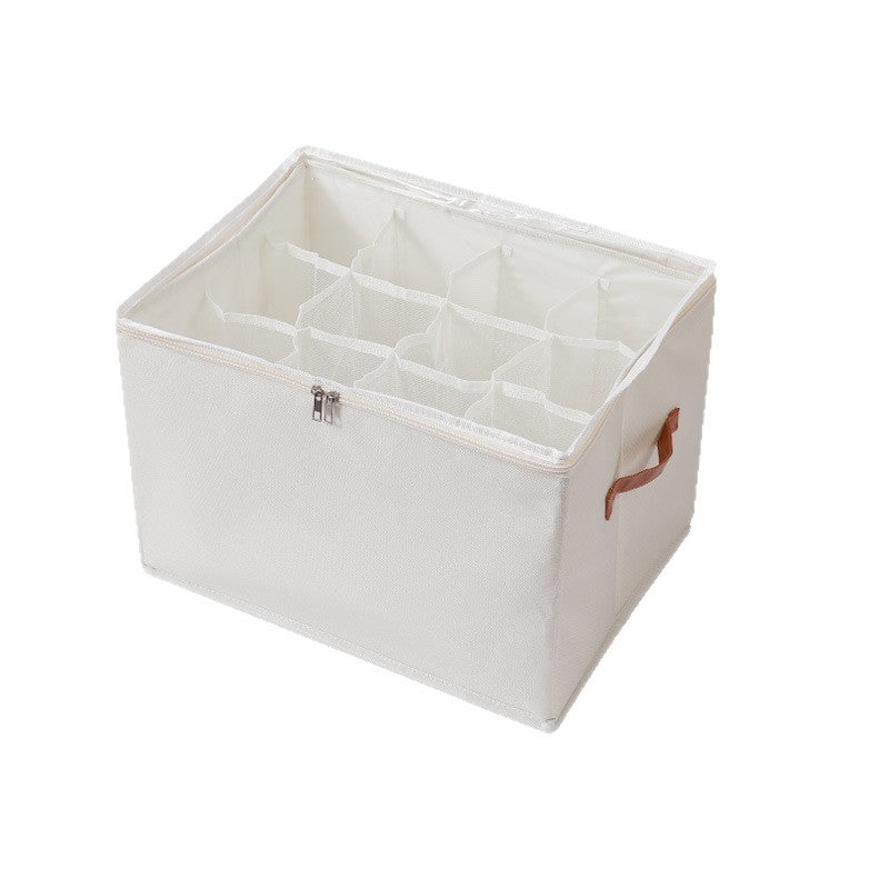 Cross-border storage box Foldable fabric with cover Dust-proof shoes storage box Multifunctional grid sundries storage box