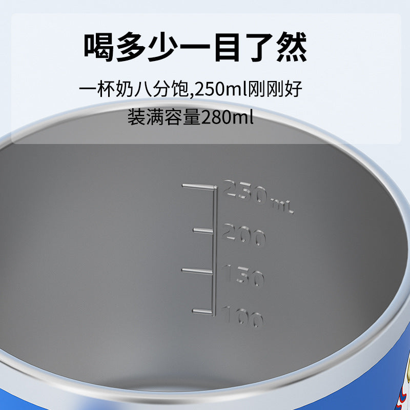 Kids cartoon milk cup scalefor home316l stainless steel baby straw cup learning drinking cup drinking cup anti-fall