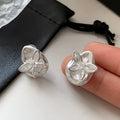 Irregular thick silver butterfly stud earrings for women, brushed metal exquisite zircon earrings, unique and beautiful elegant fashion earrings