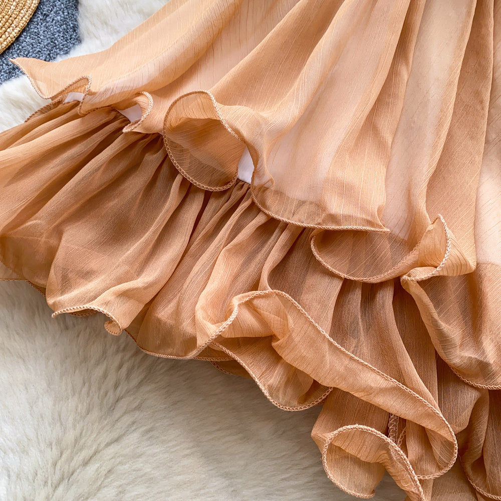 Gentle style lace ruffles camisole women's summer one shoulder chiffon eleganttopssweet age reduction work clothing