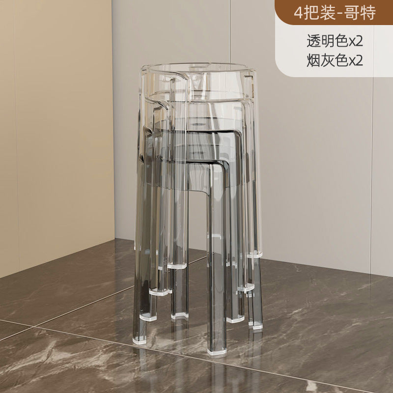 Acrylic plastic stool can be stacked household thickened modern simple stacked transparent chair windmill round rubber bench