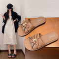 2026 new french retro sandals & slippers - women's summer outdoor wear, high-end bow accent, versatile one-strap sandals