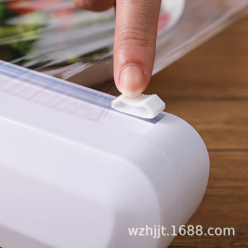 Plastic wrap cutter household large roll kitchen cutting box food grade PE plastic wrap storage box can be adsorbed