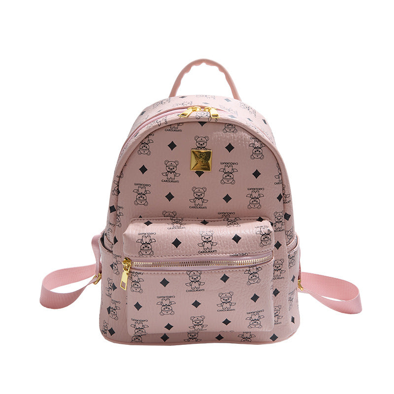 popular cute bearprinting women's backpack, large-capacity fashion mini backpack for students