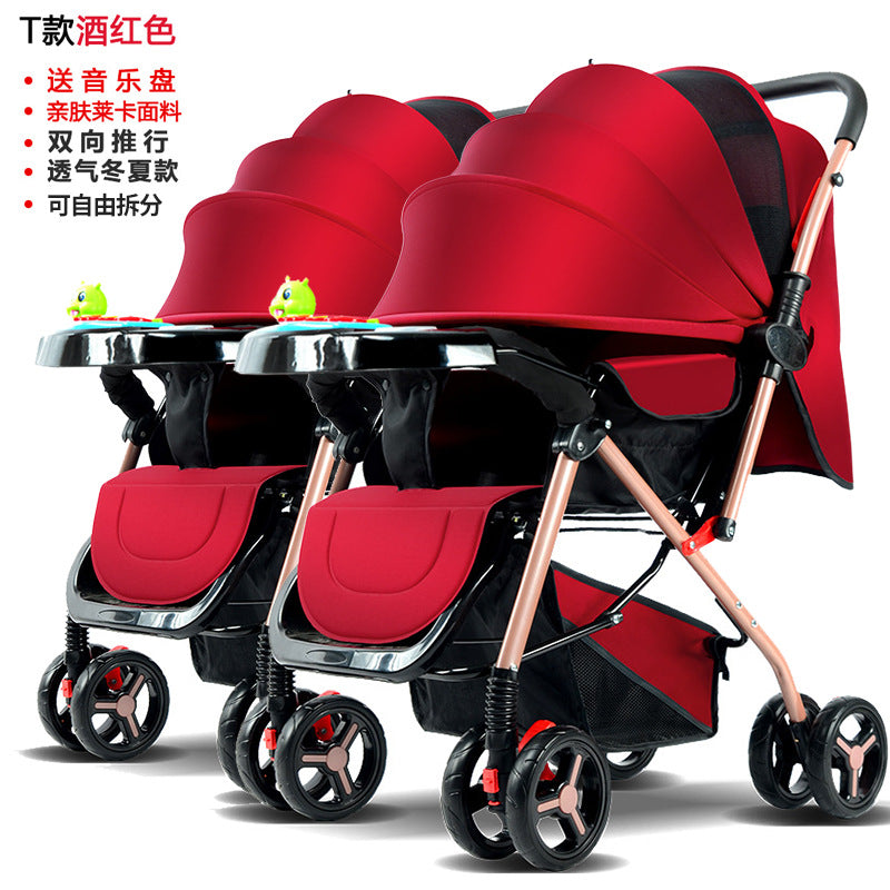 Twin stroller, convertible lightweight high-view stroller, sit & recline, new summer model