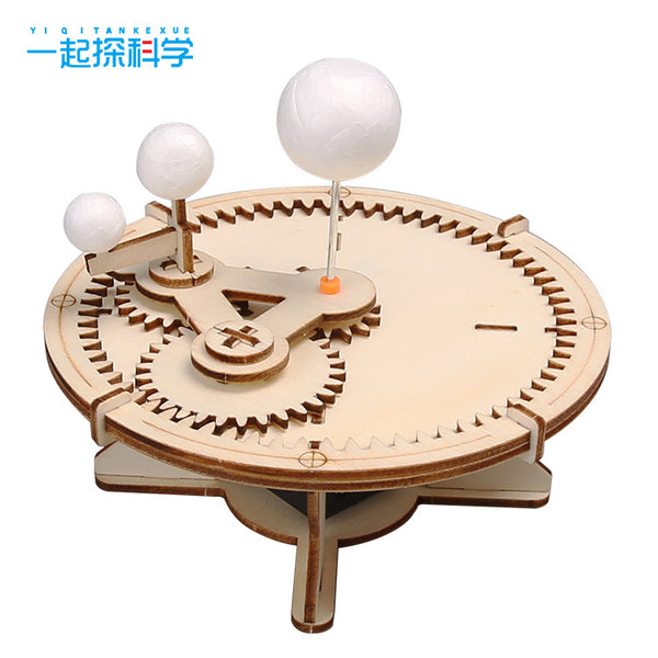 DIY Science Experiment Sun Earth Moon Wooden Homemade Spacecraft Planetary Model Astronomical Display Teaching Toys
