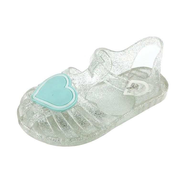 European and american fashion summer baby girl crystal toe jelly sandals and slippers - girls' casual heart-shaped princess beach shoes