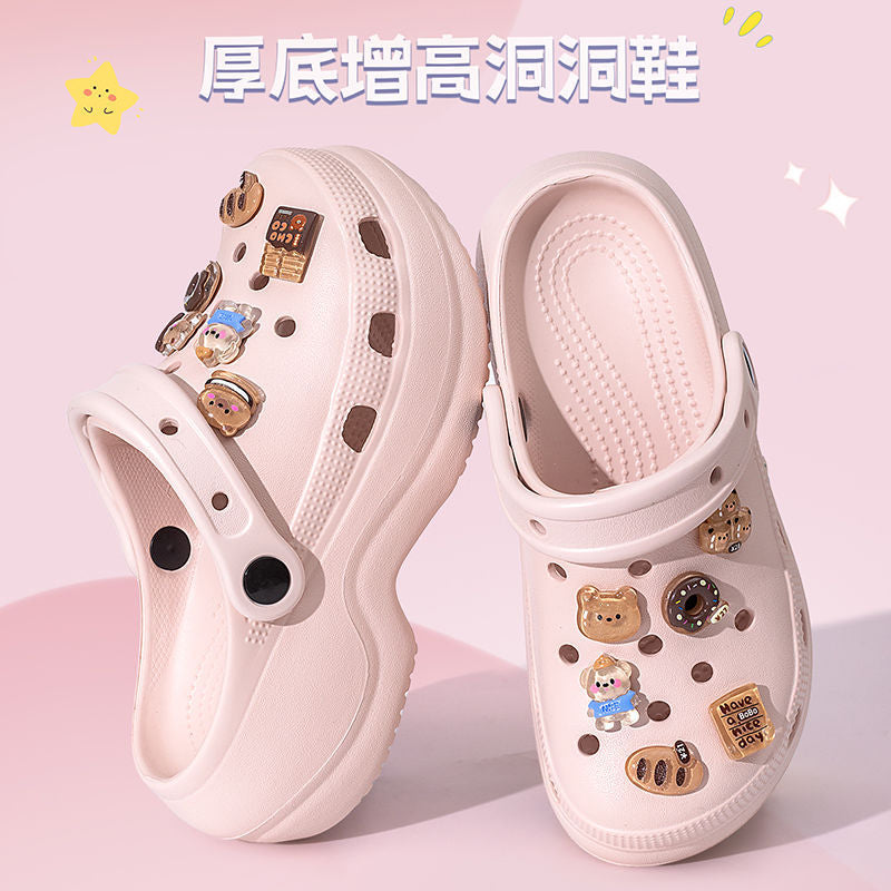 Thick sole crocs women's toe cap non-slip deodorizing filter not tired feet summer 2025new arrivalfashion slippers women's outwear