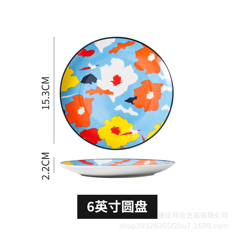 Nordic art ceramic dessert plate - three-tiered skewer plate for fruit and pastries - wholesale feature plates for hotels and restaurants
