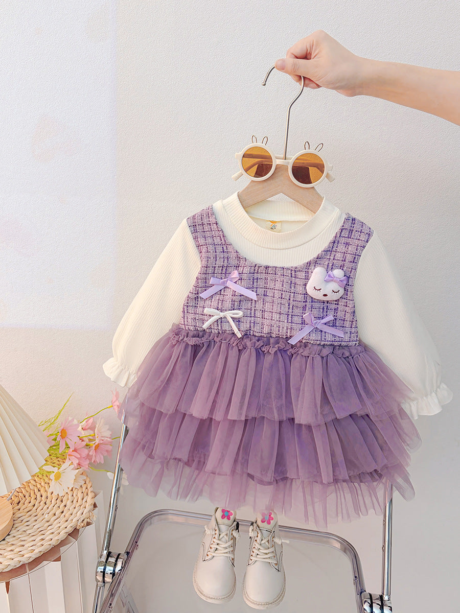 Girls' dress autumn collection  spring new style chic little girl children's princess baby dress cake gown