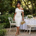 Fashion style cross-border tight slimming look women's clothing one-step work clothing daily hip-covering skirt oblique collar sleeveless one-shoulder long dress