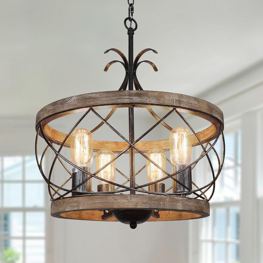 Cross-border special American solid wood country wrought iron chandelier, suitable for restaurant bar island lamp cafe lamp