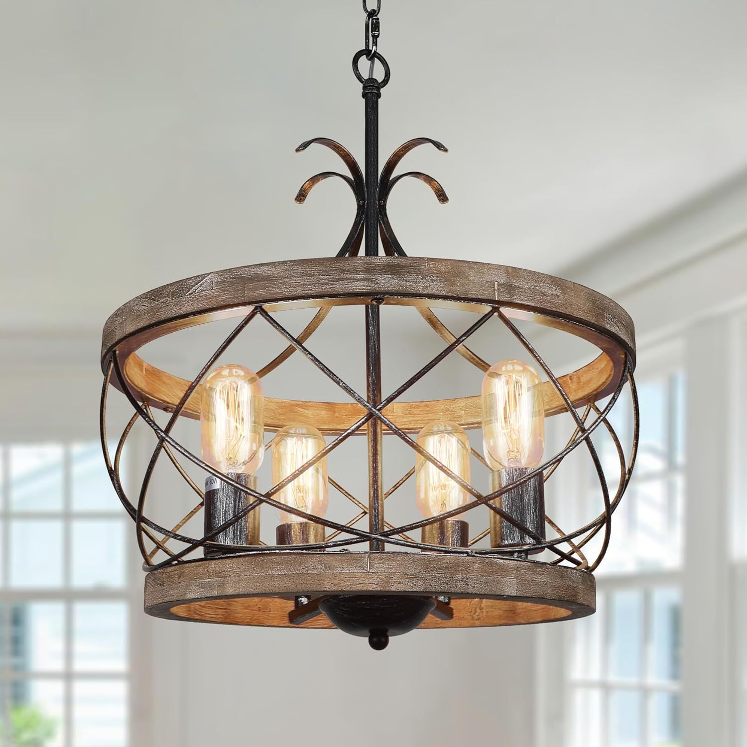Cross-border special American solid wood country wrought iron chandelier, suitable for restaurant bar island lamp cafe lamp