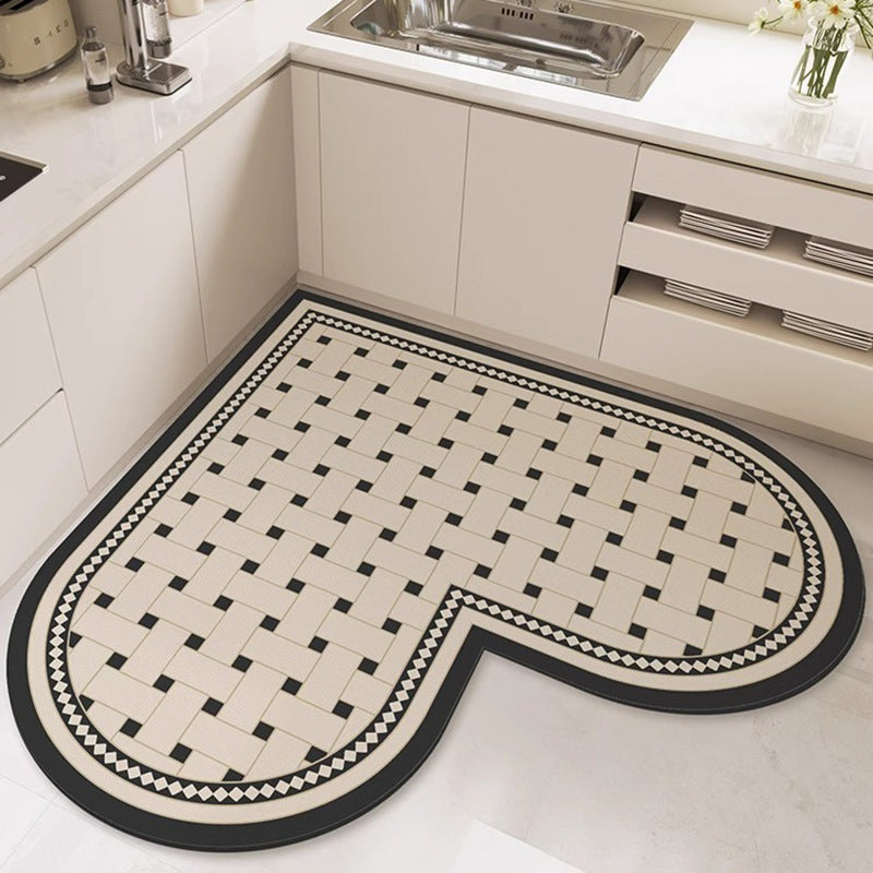 Heart-shaped kitchen mat, diatomaceous earth, non-slip, oil-resistant, wipeable, no-clean, absorbent, household, stain-resistant, floor mat, specialized carpet