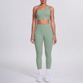 New arrival: barely-there feel, tight-fitting yoga set - one-shoulder, beautiful back sports bra with high-waisted, butt-lifting leggings - women's running & fitness outfit