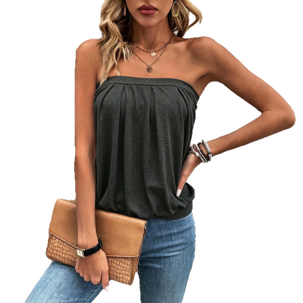Fashionexportsummerfashioncasualpleatedtube toptopslooseeasiest for matchsilmslimming lookstrapless vest