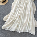French halter velvet sleeveless dress women's white high waist a-line dress waist slimming lookelegant vacation style long dress