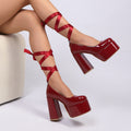Car model cheongsam catwalk high heels women's thick heel thick solewaterproof platform round toe plus sizefrenchretroflatsflats trendy