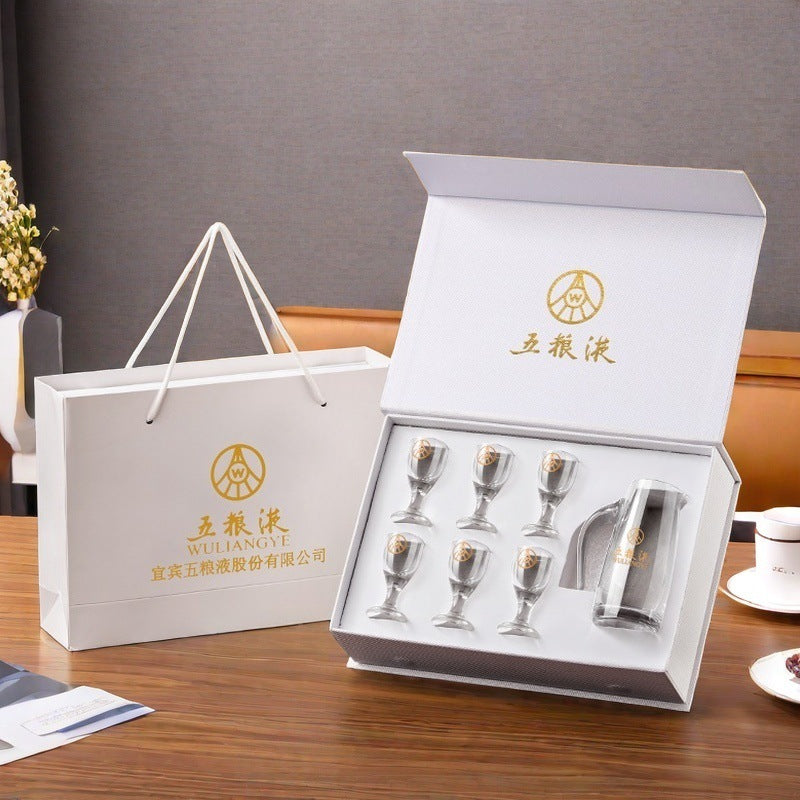New chinoiserie gift box suit white wine glass wine set suit liquor glass glass wine jug small wine glass wine dispenser