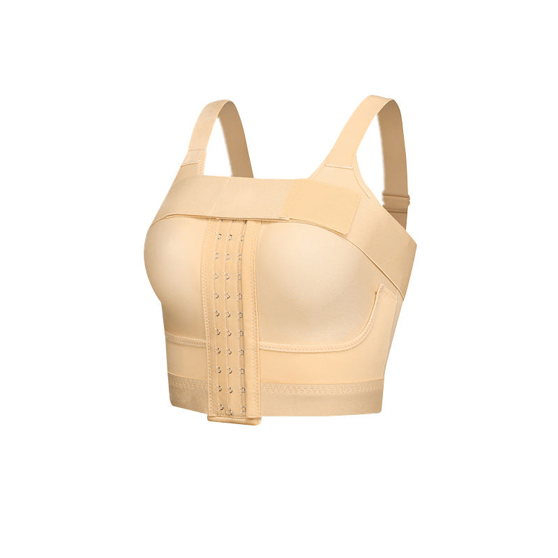 Post-implant breast lift shapewear: wireless bra with chest binder for post-surgery recovery and side boob contouring