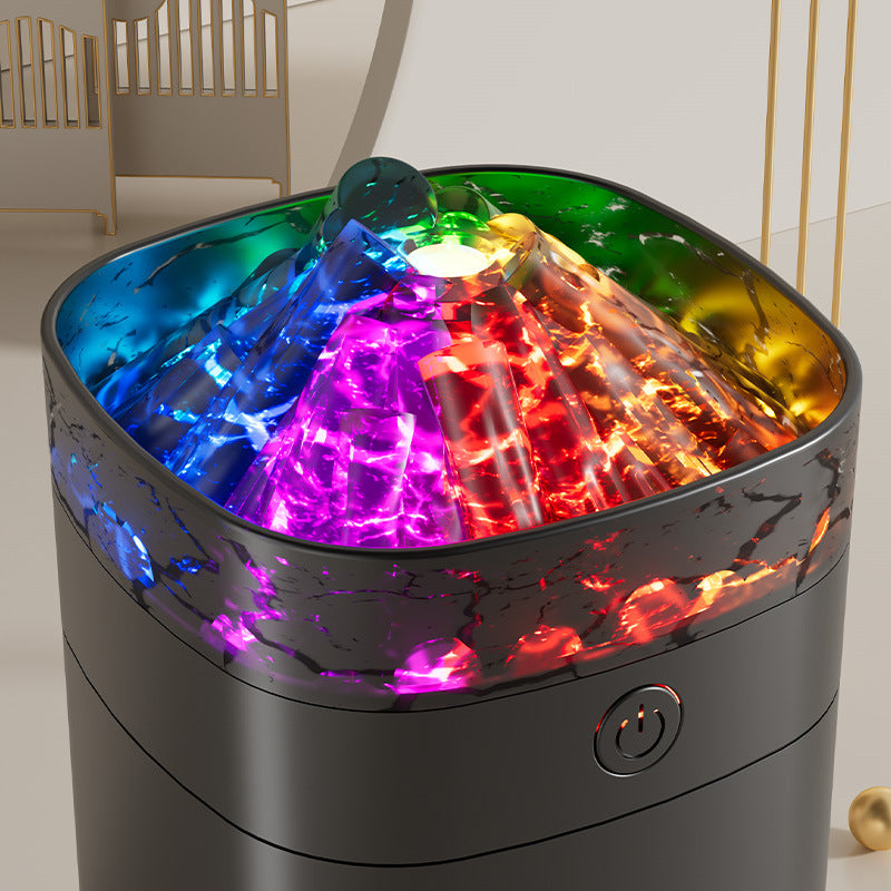 new volcano rainbow flame aroma diffuser, mini home humidifier with ambient light, usb desktop humidifier
