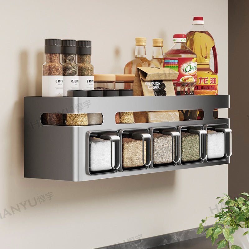 Kitchen seasoning rack No punching Wall hanging Multifunctional seasoning combination set Seasoning box can Kitchen household